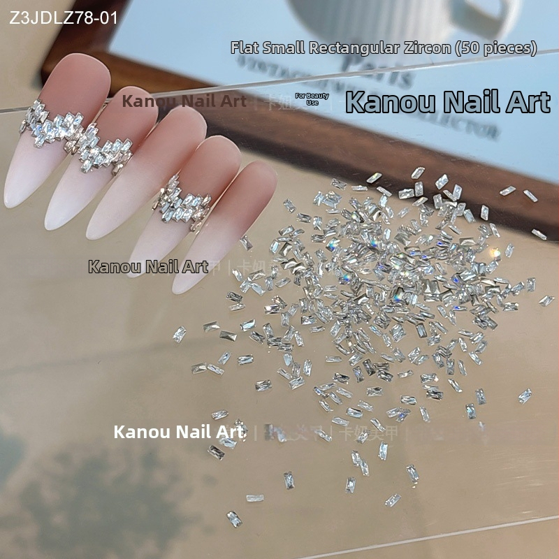 Декорация за нокти със Zircon – квадратна форма, Princess серия, стил Flash, ледено прозрачен и минималистичен INS