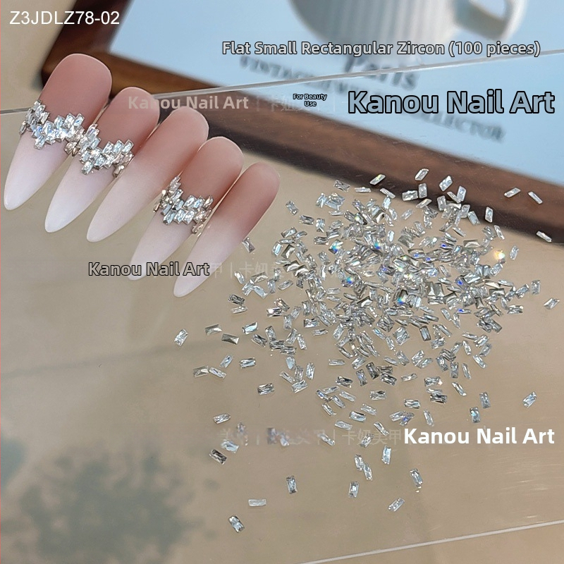 Декорация за нокти със Zircon – квадратна форма, Princess серия, стил Flash, ледено прозрачен и минималистичен INS