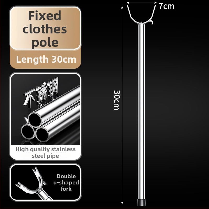 Tijă de uscat haine din oțel inoxidabil cu furcă integrată, extensibilă pentru balcon, stil minimalist modern