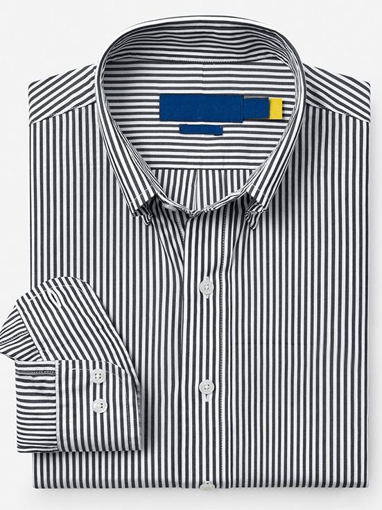Tricou polo bărbătesc cu dungi, material bumbac amestecat, guler rever, mâneci lungi, broderie cu logo pony
