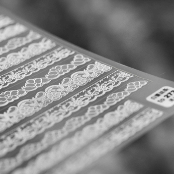 Köröm matricák csipke mintával, 5D Japán stílus, átlátszó dekoráció