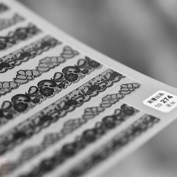 Köröm matricák csipke mintával, 5D Japán stílus, átlátszó dekoráció