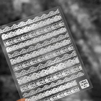 Köröm matricák csipke mintával, 5D Japán stílus, átlátszó dekoráció