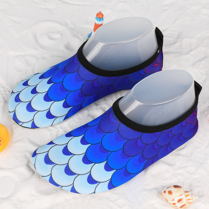 Pantofi de apă pentru copii pentru drumeții în râu, talpă antiaderentă, uscare rapidă, partea superioară imprimată, talpă PVC, profil redus