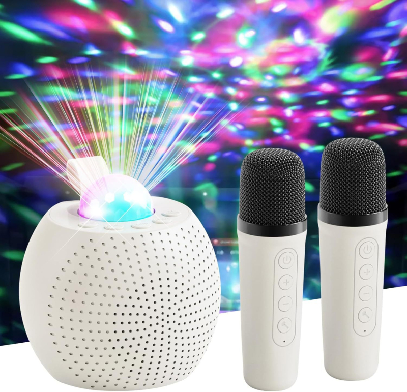 Karaoke Bluetooth zvučnik s projekcijom zvjezdanog neba i ugrađenim mikrofonom; Bluetooth 5.3, Li-Po baterija, 5W, 100Hz–20kHz, SNR ≥70dB