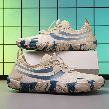 Παπούτσια νερού με σχέδιο πέντε δακτύλων για εξωτερικές δραστηριότητες, αντιολισθητική εξωτερική σόλα από καουτσούκ, αναπνέουσα διχτυωτή εσωτερική επένδυση, επάνω μέρος από Lycra