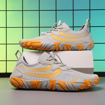 Παπούτσια νερού με σχέδιο πέντε δακτύλων για εξωτερικές δραστηριότητες, αντιολισθητική εξωτερική σόλα από καουτσούκ, αναπνέουσα διχτυωτή εσωτερική επένδυση, επάνω μέρος από Lycra