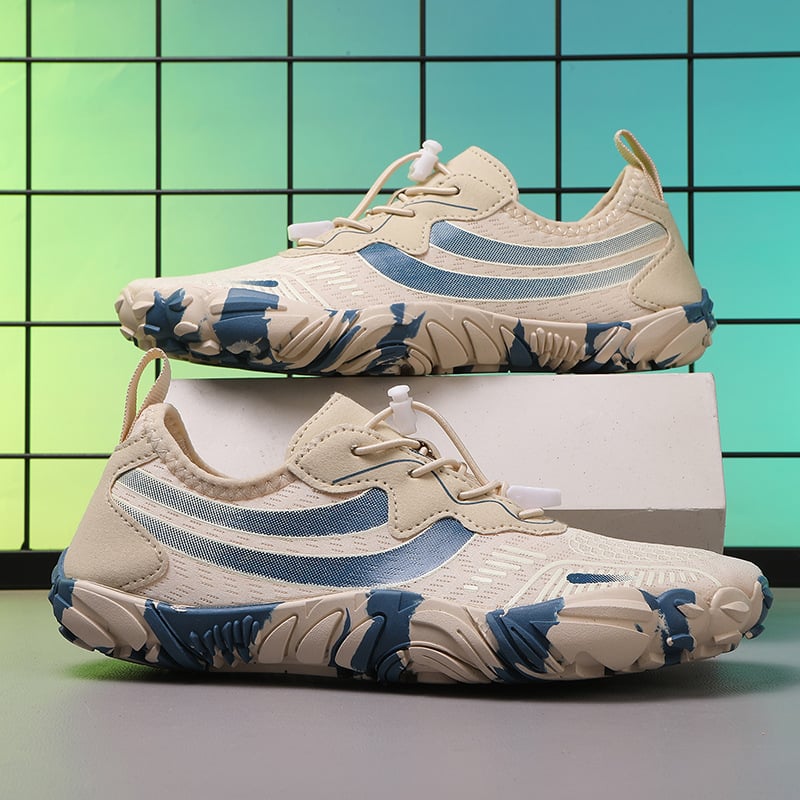 Παπούτσια νερού με σχέδιο πέντε δακτύλων για εξωτερικές δραστηριότητες, αντιολισθητική εξωτερική σόλα από καουτσούκ, αναπνέουσα διχτυωτή εσωτερική επένδυση, επάνω μέρος από Lycra