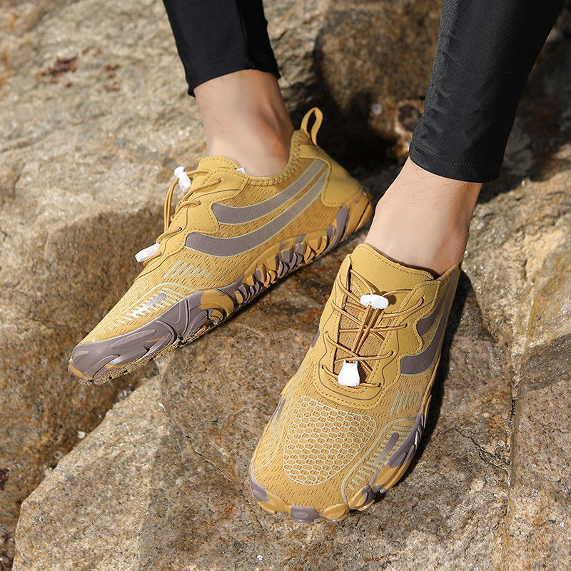 Παπούτσια νερού με σχέδιο πέντε δακτύλων για εξωτερικές δραστηριότητες, αντιολισθητική εξωτερική σόλα από καουτσούκ, αναπνέουσα διχτυωτή εσωτερική επένδυση, επάνω μέρος από Lycra