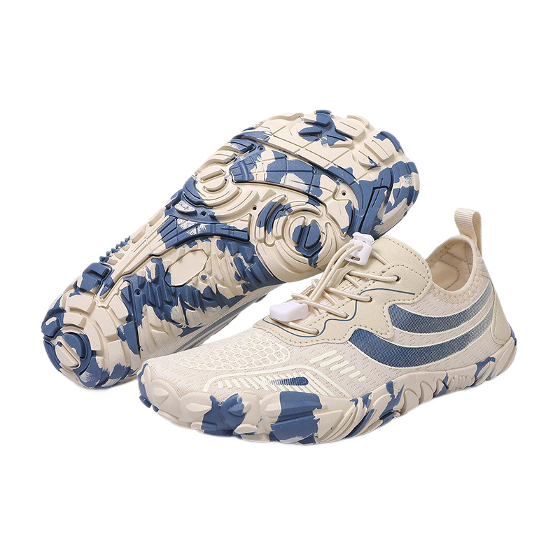 Παπούτσια νερού με σχέδιο πέντε δακτύλων για εξωτερικές δραστηριότητες, αντιολισθητική εξωτερική σόλα από καουτσούκ, αναπνέουσα διχτυωτή εσωτερική επένδυση, επάνω μέρος από Lycra