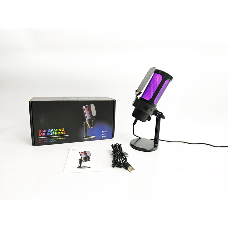 M8 USB gaming mikrofon s RGB osvjetljenjem, kondenzatorski mikrofon za PC i mobilne uređaje, live streaming