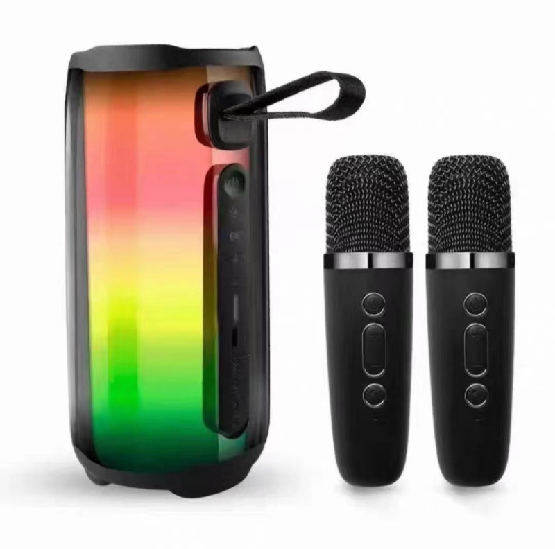 Prijenosni Bluetooth zvučnik s pulsirajućom ambijentalnom svjetlošću i dualnim mikrofonom za karaoke, izlaz 6W, BT 5.0, baterija 1200–2000mAh, frekvencijski raspon 20Hz–20kHz, SNR ≥75dB