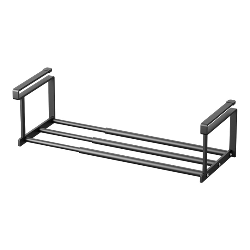 Raft de depozitare sub chiuvetă pentru baie, organizator stratificat, montaj fără găuri, Space aluminiu, stil modern