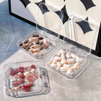 Cutie de prezentare și depozitare pentru unghii purtabile, transparentă, 85 cutii (Material: plastic; Conținut net: 15; Tip marcă: domestic; Marcă: Fără marcă)