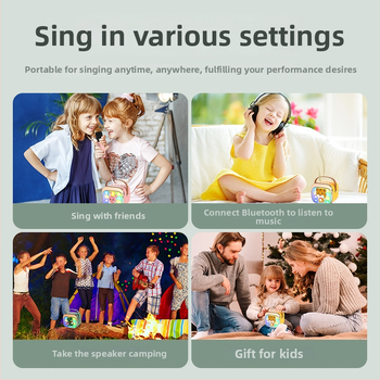 P12 Bluetooth karaoke reproduktor bezdrôtovým mikrofónom, prenosné LED svetlá, zabudovaná batéria 1000–1200 mAh, Bluetooth 5.0, výstup 5W, frekvenčný rozsah 100 Hz–20 kHz