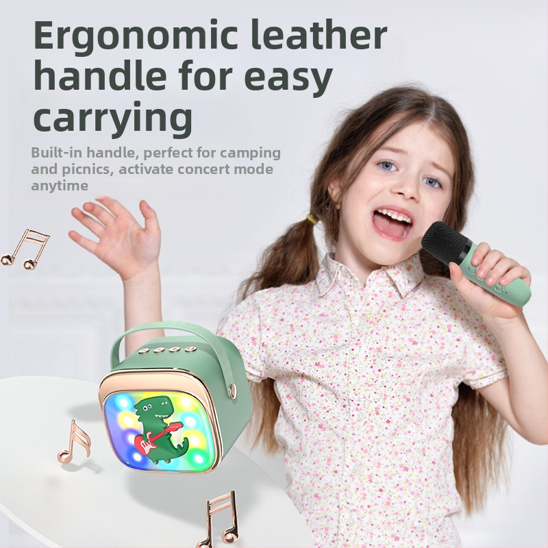 P12 Bluetooth karaoke reproduktor bezdrôtovým mikrofónom, prenosné LED svetlá, zabudovaná batéria 1000–1200 mAh, Bluetooth 5.0, výstup 5W, frekvenčný rozsah 100 Hz–20 kHz