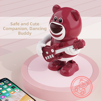 Box karaoke pentru copii cu microfon Strawberry Bear – duete, Bluetooth 5.3, 6W, IPX4, baterie încorporată, 60Hz-15kHz