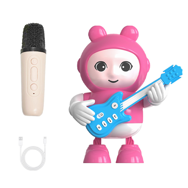 Box karaoke pentru copii cu microfon Strawberry Bear – duete, Bluetooth 5.3, 6W, IPX4, baterie încorporată, 60Hz-15kHz