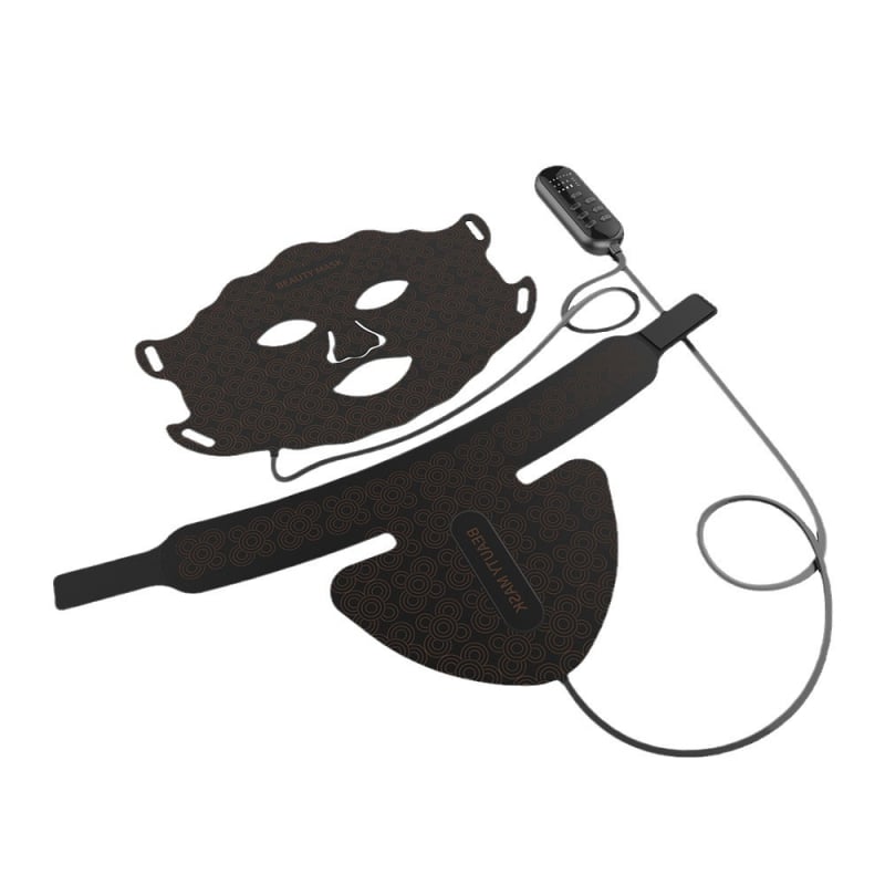 Arcmaszkészülék bőrfiatalításra és színes fényterápiára; hordozható, IPX3 vízálló, beépített akkumulátor nélküli.