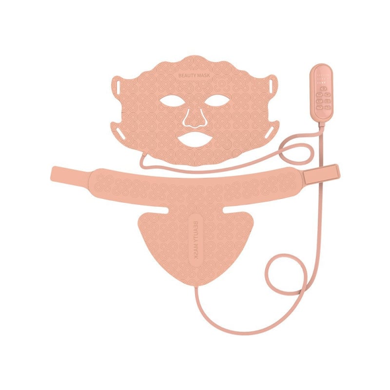 Arcmaszkészülék bőrfiatalításra és színes fényterápiára; hordozható, IPX3 vízálló, beépített akkumulátor nélküli.