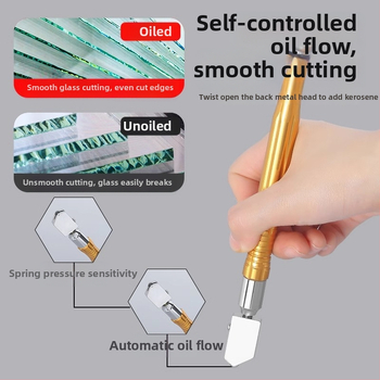 Tăietor de sticlă tip roller cu lamă diamant pentru sticlă groasă, tăiere plăci, racletă manuală, rolă multifuncțională