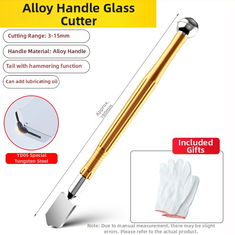 Tăietor de sticlă tip roller cu lamă diamant pentru sticlă groasă, tăiere plăci, racletă manuală, rolă multifuncțională