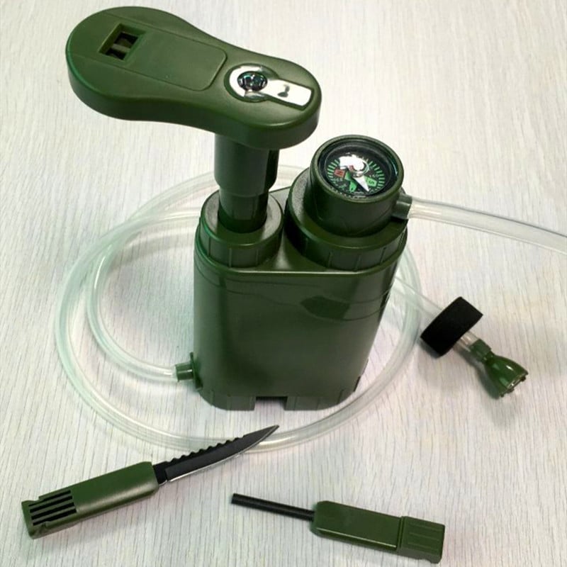 Paie de filtrare a apei cu ultrafiltrare, compas, fluier și cuțit – echipament de supraviețuire, capacitate 1000 L