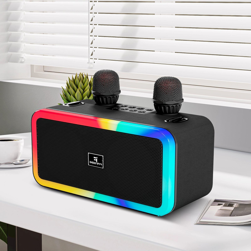 Boxă Bluetooth pentru karaoke cu microfon încorporat – totul într-un singur dispozitiv, ieșire 20W, răspuns în frecvență 100 Hz–20 kHz, SNR ≥75 dB, baterie încorporată 1000–1200 mAh