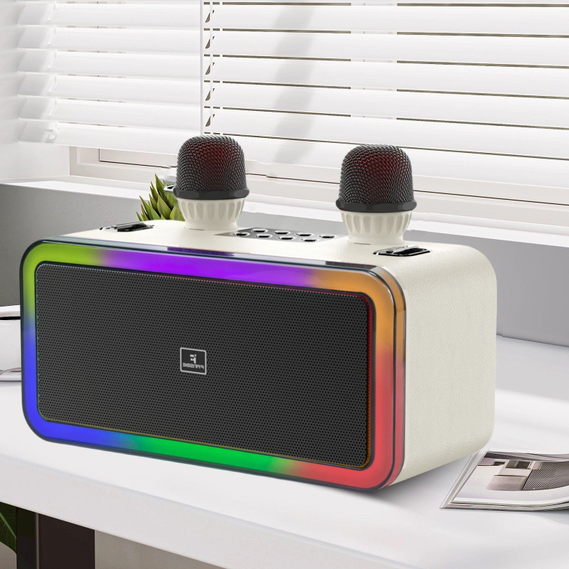 Boxă Bluetooth pentru karaoke cu microfon încorporat – totul într-un singur dispozitiv, ieșire 20W, răspuns în frecvență 100 Hz–20 kHz, SNR ≥75 dB, baterie încorporată 1000–1200 mAh