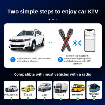 Microfon karaoke auto - Bluetooth 5.0, fără baterie încorporată, direcție reglabilă, potrivit pentru karaoke în mașină, scenă și întâlniri