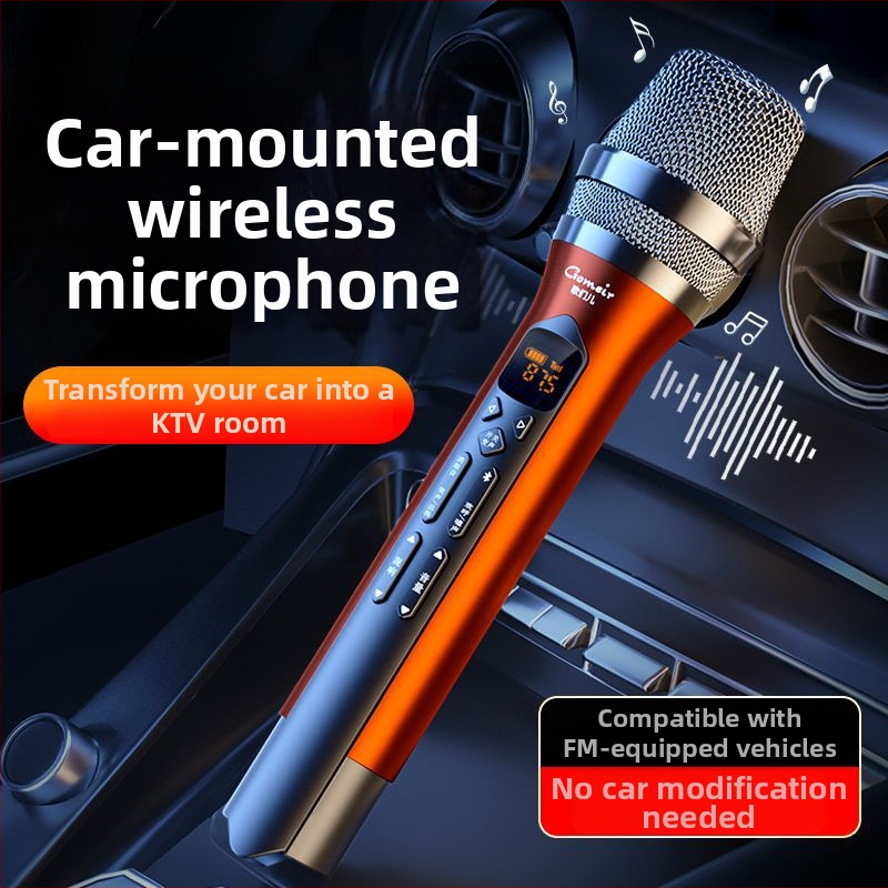 Microfon karaoke auto - Bluetooth 5.0, fără baterie încorporată, direcție reglabilă, potrivit pentru karaoke în mașină, scenă și întâlniri