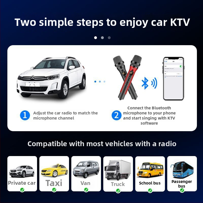 Microfon karaoke auto - Bluetooth 5.0, fără baterie încorporată, direcție reglabilă, potrivit pentru karaoke în mașină, scenă și întâlniri