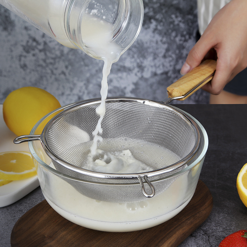 CDL sito za brašno od 304 nehrđajućeg čelika, ručno, s dvije ručke, mrežasta cjediljka