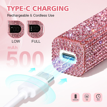 Prenosna lampa za nokte s dijamantnim ukrasom, ručna UV/LED lampa za brzo sušenje noktiju, model G2MJD9, OEM