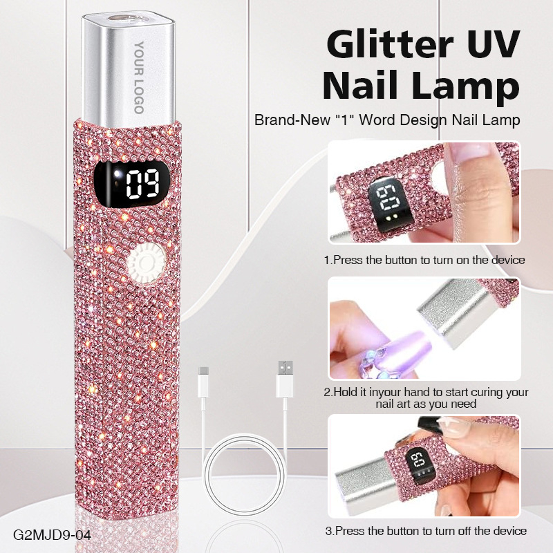 Prenosna lampa za nokte s dijamantnim ukrasom, ručna UV/LED lampa za brzo sušenje noktiju, model G2MJD9, OEM