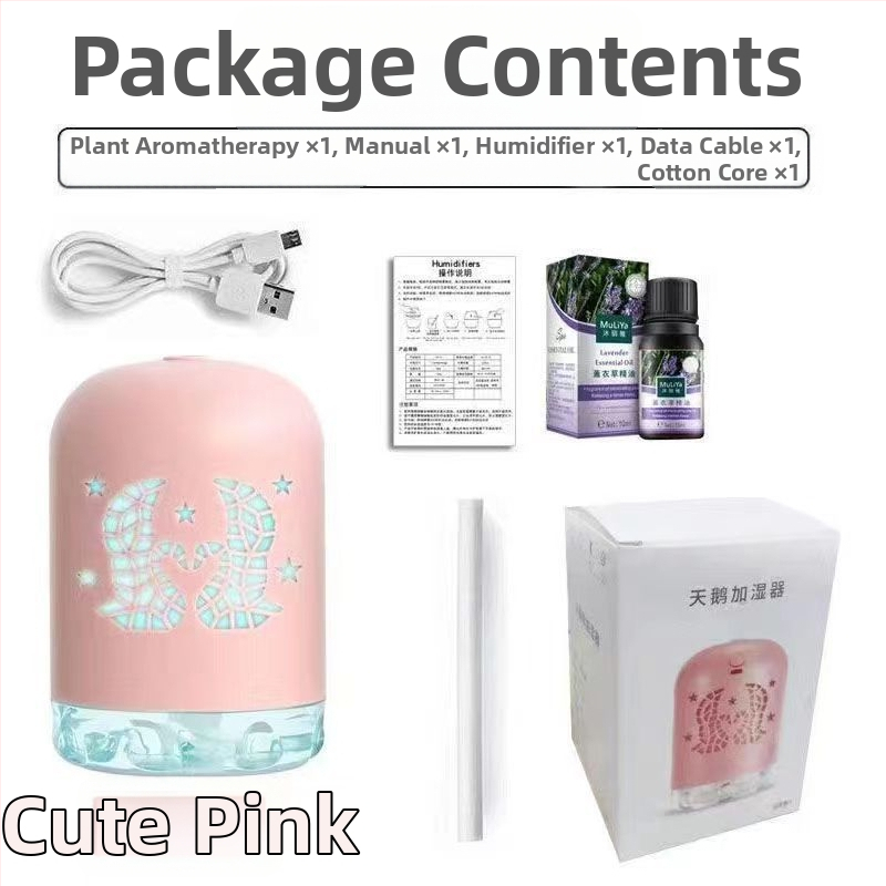 Mini USB zvlhčovač s LED svetlom, okrúhly dizajn, nádrž 0,5 l, 1 výstup hmly, USB napájanie, časovač 8+ hodín, tichý chod