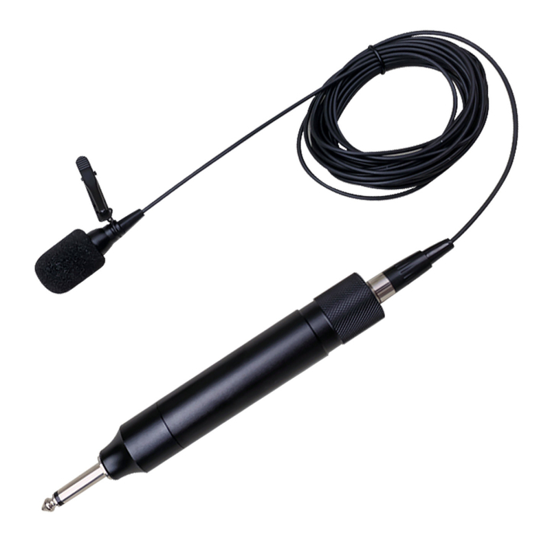 Microfon lavalier cu fir pentru instrumente muzicale – canal dual, condensator, performanțe pe scenă, răspuns în frecvență 100 Hz–20 kHz, SNR ≥70 dB, fără baterie