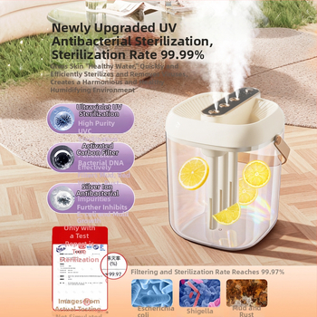 Zvlhčovač do domácnosti s 3 výstupmi hmly, USB napájanie, nádrž ≤0,5 L, vhodný pre miestnosti do 10 m², hluk 36–45 dB