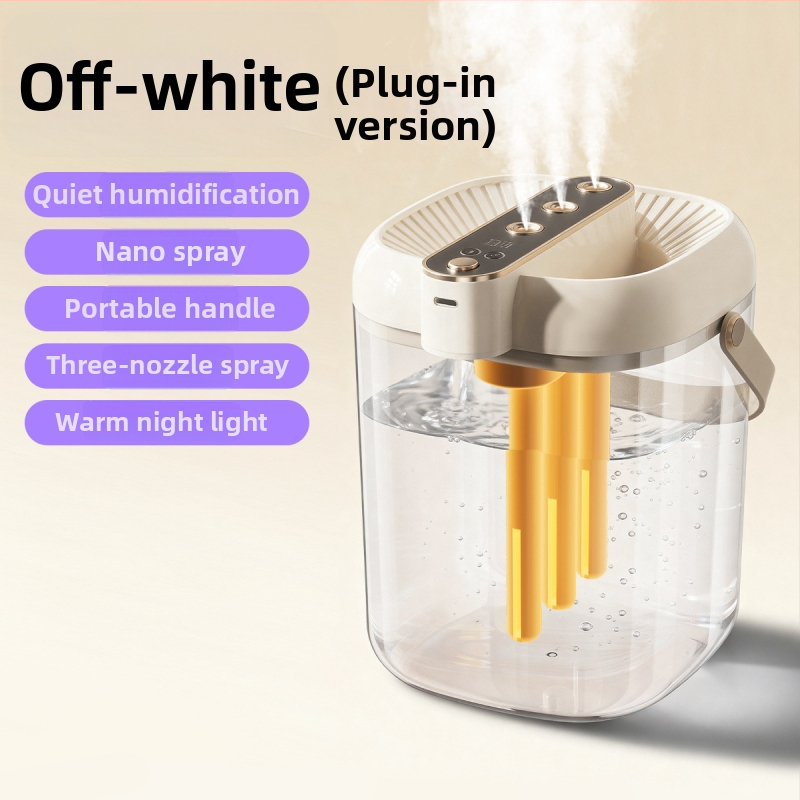 Zvlhčovač do domácnosti s 3 výstupmi hmly, USB napájanie, nádrž ≤0,5 L, vhodný pre miestnosti do 10 m², hluk 36–45 dB