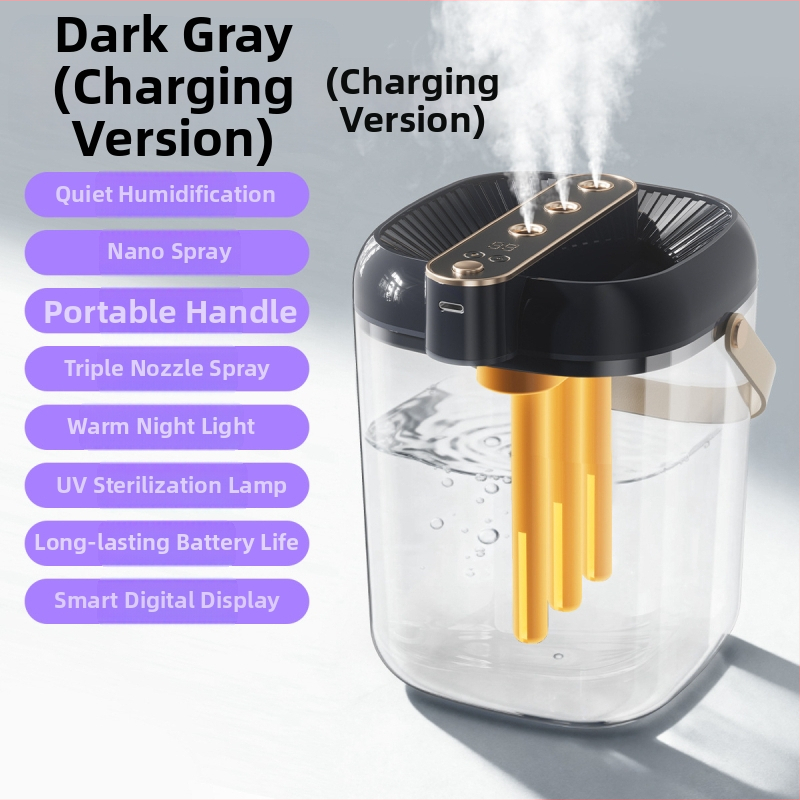 Zvlhčovač do domácnosti s 3 výstupmi hmly, USB napájanie, nádrž ≤0,5 L, vhodný pre miestnosti do 10 m², hluk 36–45 dB