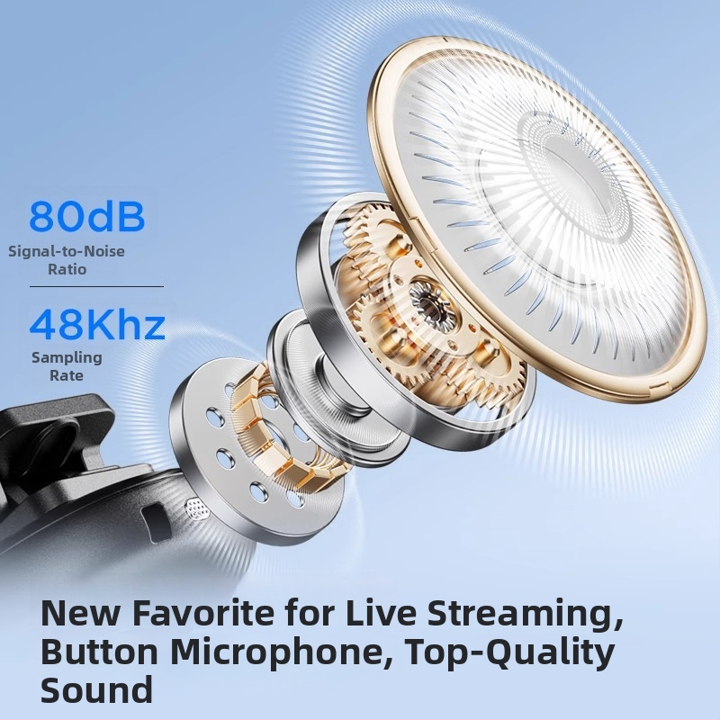 BOYA OMIC mikrofon za livestream s klipom, ugrađena baterija ≤50 mAh, trajanje baterije 3–6 h, dvostruki izlaz (One-to-Two), SNR ≥70 dB