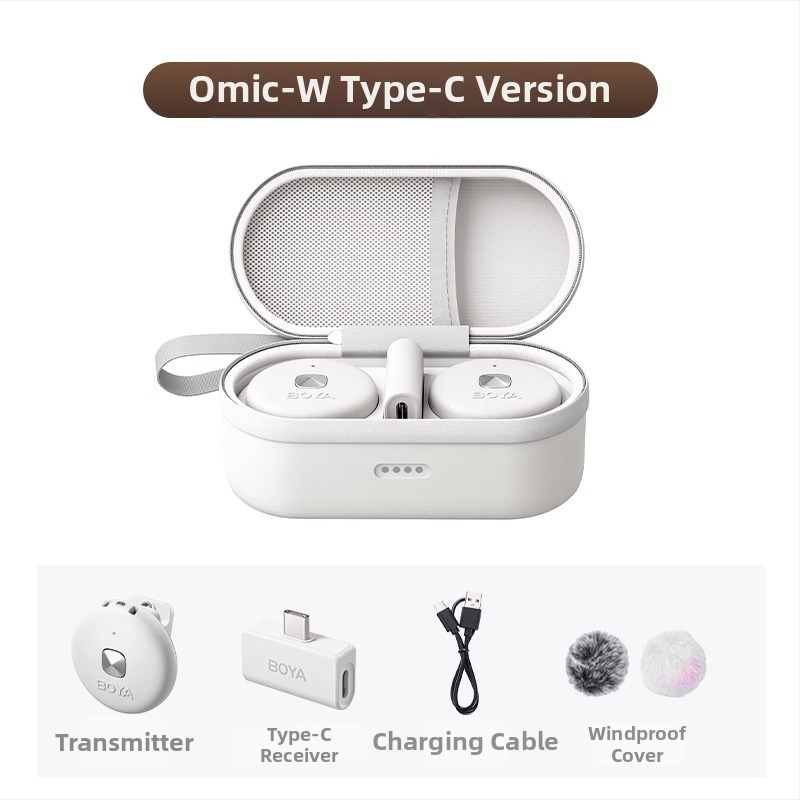 BOYA OMIC mikrofon za livestream s klipom, ugrađena baterija ≤50 mAh, trajanje baterije 3–6 h, dvostruki izlaz (One-to-Two), SNR ≥70 dB