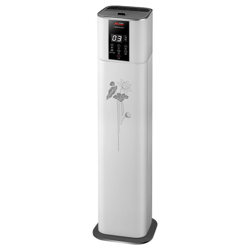 Umidificator și purificator de aer cu control vocal, model pe podea, debit de aer 400 m³/h, potrivit pentru camere de 61 m² sau mai mari, alimentare cu baterie de litiu, reglare ozon