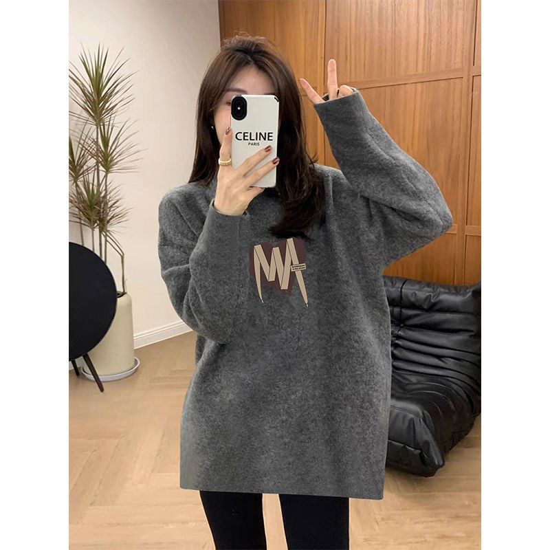 Tricou din poliester cu mânecă lungă, guler rotund, lungime medie, cald, imprimat, croială dreaptă