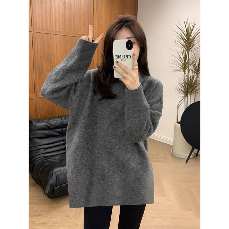 Tricou din poliester cu mânecă lungă, guler rotund, lungime medie, cald, imprimat, croială dreaptă