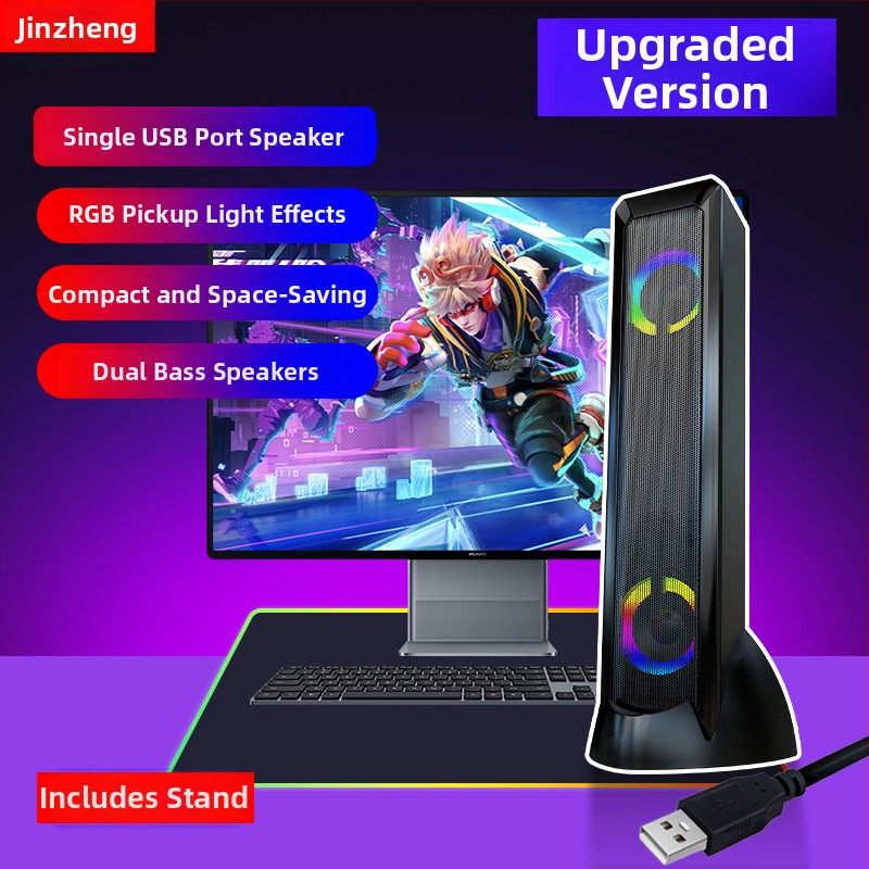 Boxe de birou USB pentru jocuri, cu iluminare RGB, configurație cu 4 difuzoare, 5W putere, sunet surround 3D/virtual