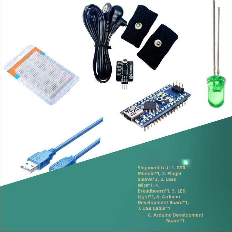GSR сензор за кожа — измерване на съпротивление и проводимост на кожата, комплект за кожни измервания, анализ на реакцията, разработка на микроконтролер