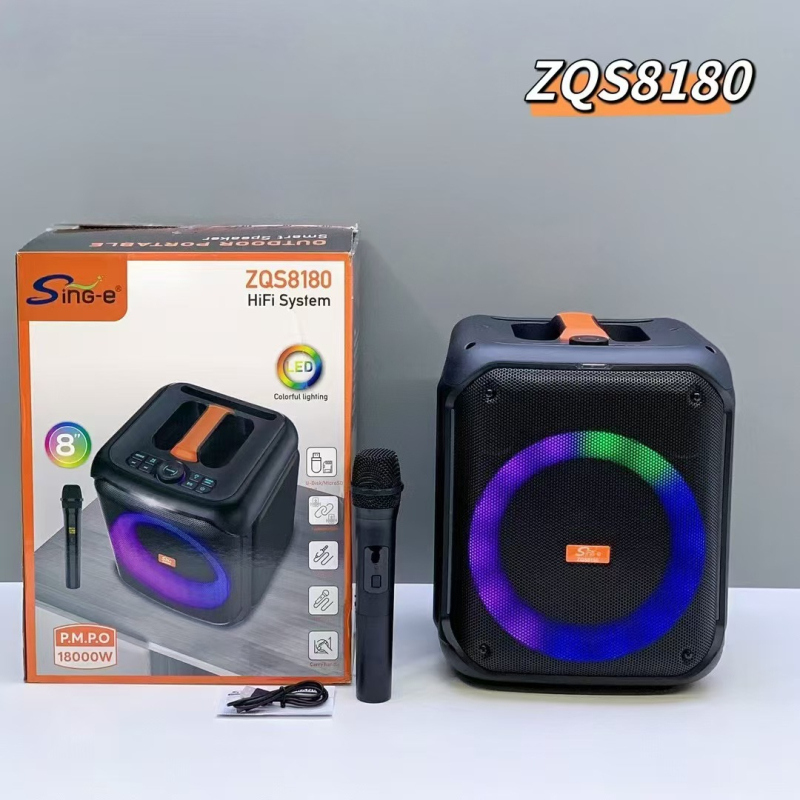 NDR-1745 Boxă portabilă pentru karaoke acasă, cu subwoofer și două microfoane fără fir, Bluetooth 5.0, 20W, 100Hz-20kHz, SNR ≥95dB, baterie încorporată