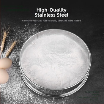 Rozsdamentes acél liszt szitó – ultrafin háló, kézi működtetés, stopperrel, sütési eszköz