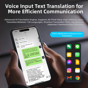 Hordozható Bluetooth AI fordító hang- és videohívásokkal, egyidejű fordítás, alkalmazások közötti fordítás, 5 m hatótávolság